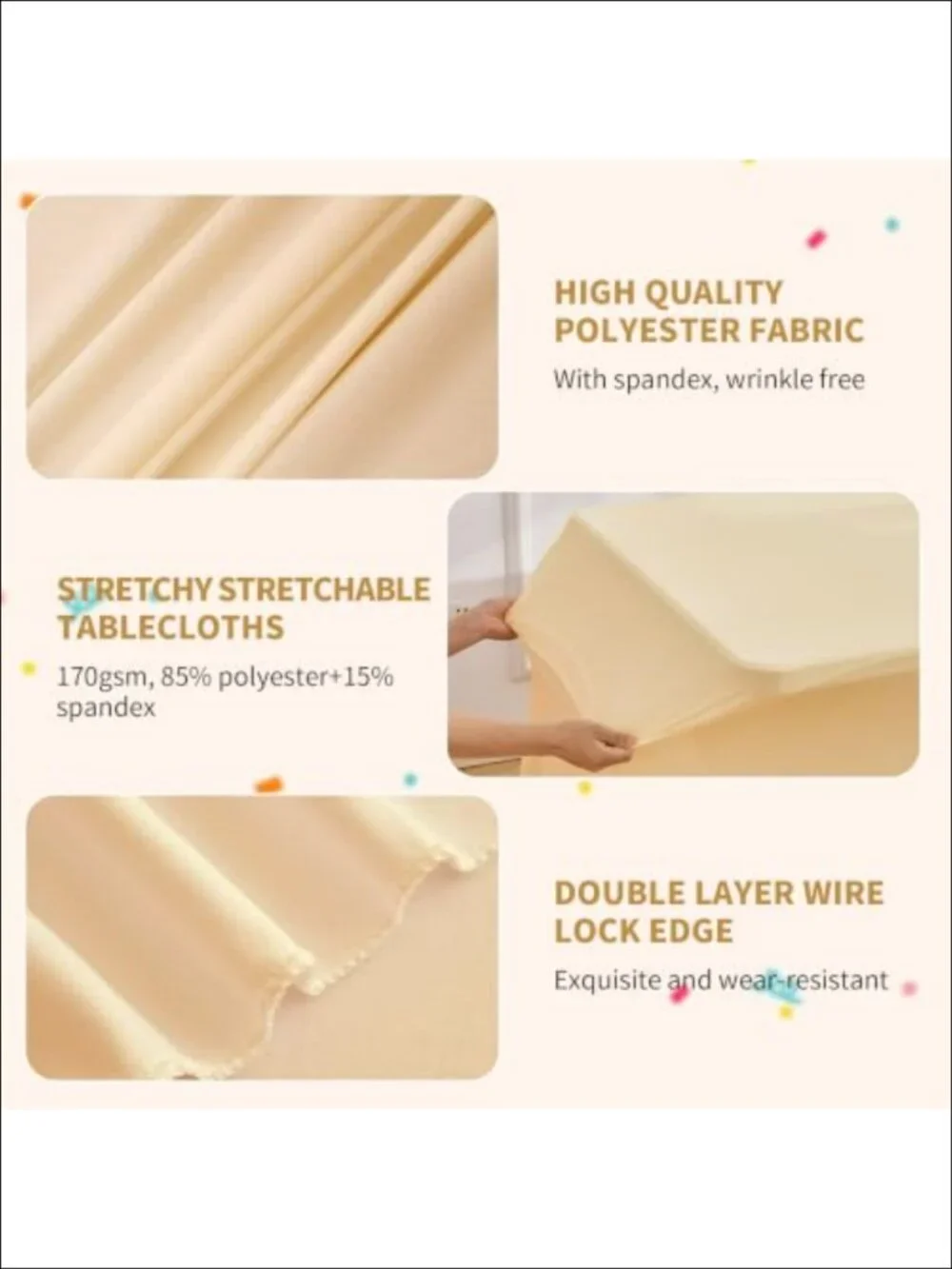2 Pack 6ft Spandex Tablecloths Ruffle Skirt Fitted Rectangle Covers Wedding